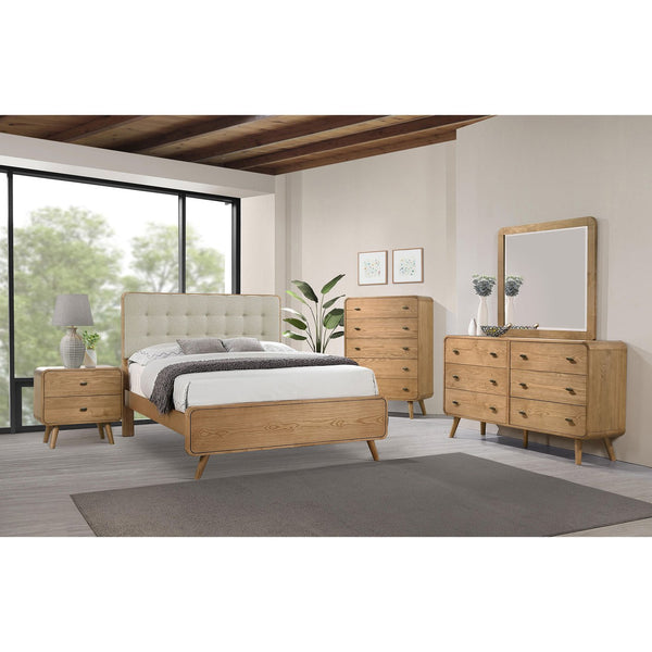 English Elm Winston Six Drawer Mid-century Dresser with Walnut Veneer Finish and Tapered Legs Light Ash B062P451714