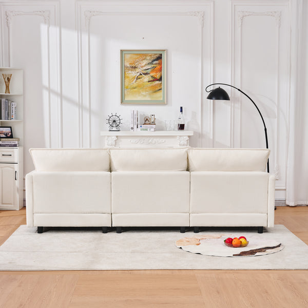 English Elm 101.9-inch Chenille Modular Sofa with Movable Footstool for Living Room Comfort Beige W288S00031