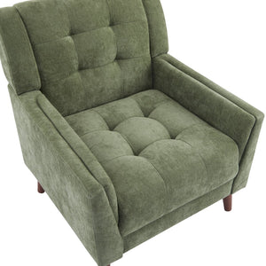 English Elm Mid-century Waffle Tufted Club Chair Solid Wood Splayed Legs Reading Lounge Accent Green,Walnut N776P379535G