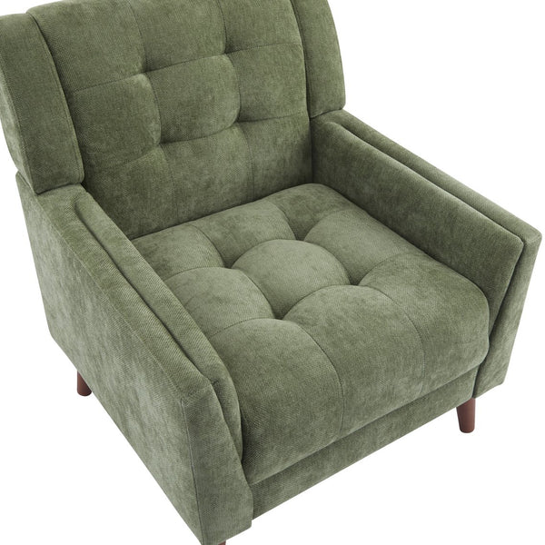 English Elm Mid-century Waffle Tufted Club Chair Solid Wood Splayed Legs Reading Lounge Accent Green,Walnut N776P379535G