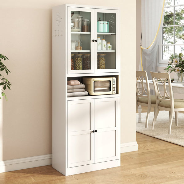 English Elm Metal Kitchen Pantry Cabinet - 72" Tall Heavy-Duty Stainless Steel Storage With Adjustable Shelves T2398P350188