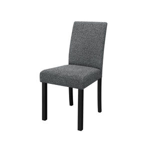 English Elm Grey Modern 5PC Dining Set with High-Gloss Table and 4 Fabric Chairs, Solid Wood+MDF, Sturdy Design B201P390561