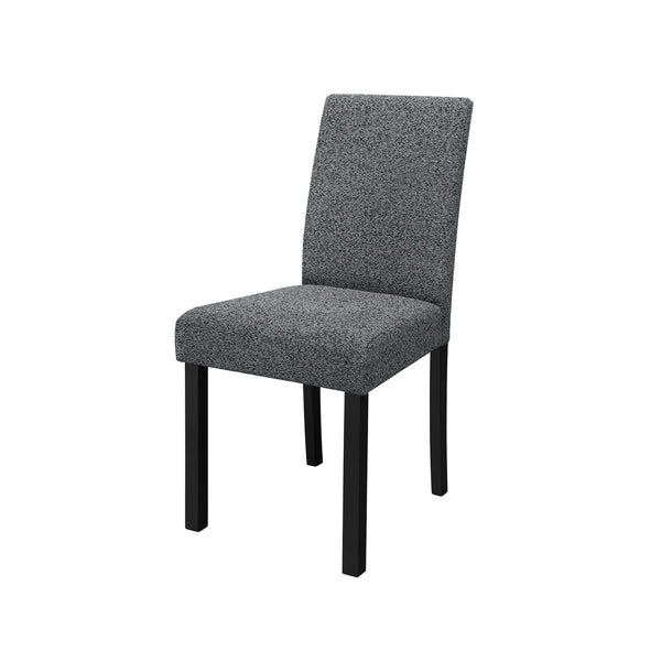 English Elm Grey Modern 5PC Dining Set with High-Gloss Table and 4 Fabric Chairs, Solid Wood+MDF, Sturdy Design B201P390561