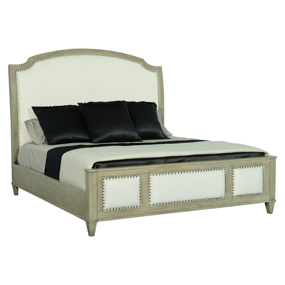 Bernhardt Bernhardt Santa Barbara Queen Panel Bed — Sandstone Wire‑Brushed Oak Veneer, Upholstered Panels & Nailheadtrim K1117