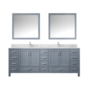 English Elm Dark Grey Double Bath Vanity Set With Carrara Marble Top, Chrome Faucet, And Elegant 34" Mirrors B2731S01063