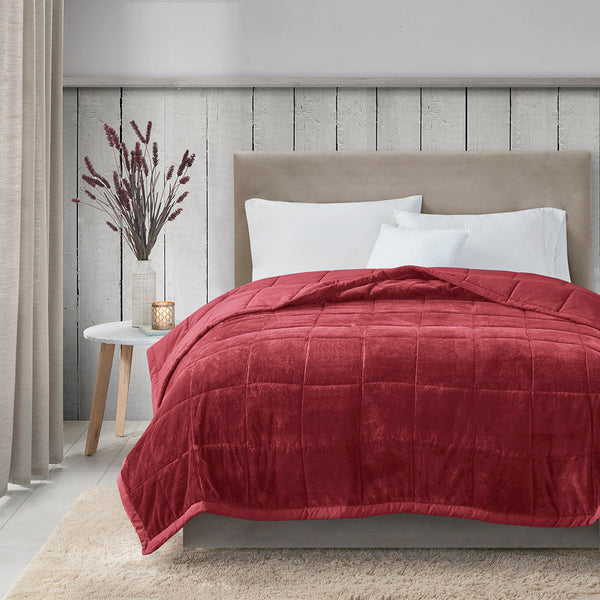 JLA Home Madison Park - Reversible HeiQ Smart Temperature Blanket - All-Season Plush & Microfiber, Breathable, OEKO-TEX Certified Burgundy MP51-8138