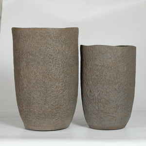English Elm Round Concrete Sculptural Planter Duo Handcrafted Porous Finish Patio Garden Home W347P465319