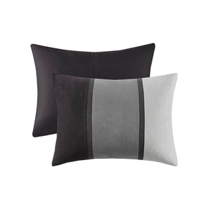 English Elm 7 Piece Faux Suede Comforter Set - Elegant Black Queen Bedding With Hypoallergenic Fill & Versatile Style B03597215