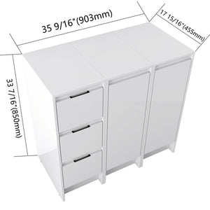 English Elm 36" Modular Plywood Storage Cabinet Glossy White Soft Close Doors for Bathroom or Bedroom W999S00521