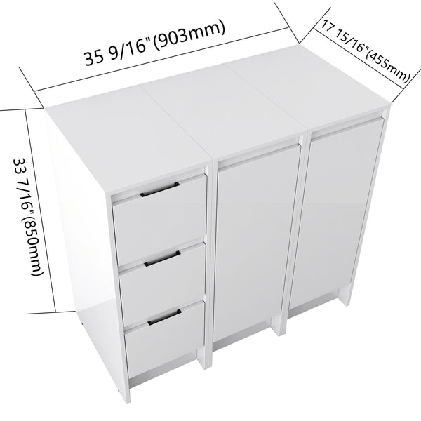 English Elm 36" Modular Plywood Storage Cabinet Glossy White Soft Close Doors for Bathroom or Bedroom W999S00521