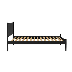 English Elm Mid-Century Twin Size Wooden Platform Bed In Elegant Black Finish - Stylish, Durable, Space-Saving Design B016S00026