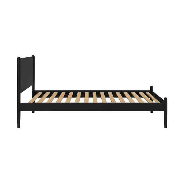 English Elm Mid-Century Twin Size Wooden Platform Bed In Elegant Black Finish - Stylish, Durable, Space-Saving Design B016S00026