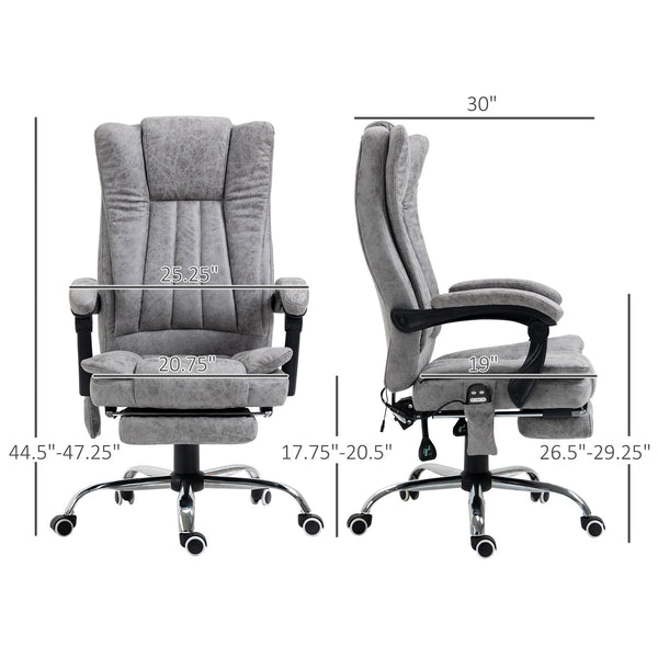English Elm Vinsetto Heated Massage Office Chair with Recline & Footrest, High-Back Gray, 6 Motors, Timer W2225P173847