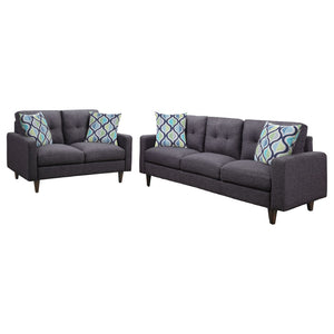 English Elm Trevor 2-Piece Living Room Set - Contemporary Grey Sofa & Loveseat With Tufted Back & Tapered Legs B062S01144-GIGA
