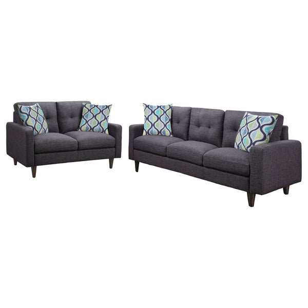 English Elm Trevor 2-Piece Living Room Set - Contemporary Grey Sofa & Loveseat With Tufted Back & Tapered Legs B062S01144-GIGA