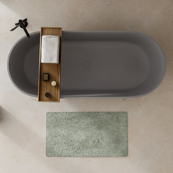 English Elm 63" Stone Resin Freestanding Soaking Tub Matte Finish Spa Bath Contemporary W1920P397272
