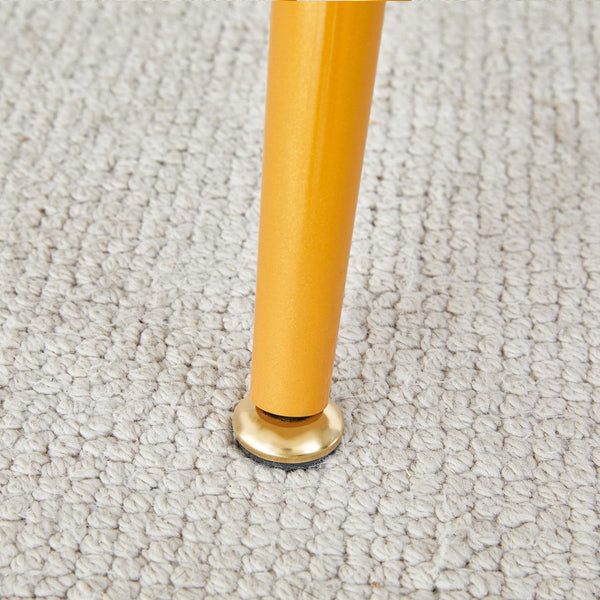 English Elm Modern minimalist sintered stone dining table with white marble-look top and sturdy metal legs, seats 4-6 comfortably Gold W1151S01018