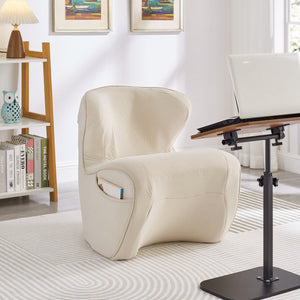 English Elm Ergonomic Floor Chair Velvet Upholstered Lumbar Support Seat for Reading Nook or Lounge Beige W1097P462002