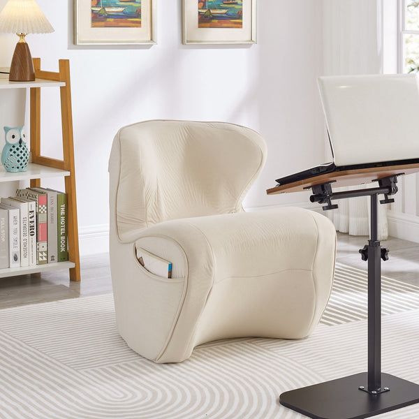 English Elm Ergonomic Floor Chair Velvet Upholstered Lumbar Support Seat for Reading Nook or Lounge Beige W1097P462002