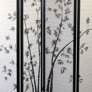 English Elm 70" Tall 4-Panel Room Divider Screen, Elegant Bamboo Design In Black Frame For Privacy & Style B072115975