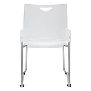 OSP Home Furnishings Sled Base Stackable Polyurethane Chair for Offices Lobbies and Classrooms White STC8302C2-11