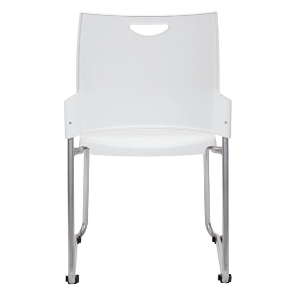 OSP Home Furnishings Sled Base Stackable Polyurethane Chair for Offices Lobbies and Classrooms White STC8302C2-11