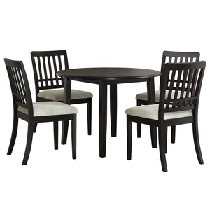 English Elm 5-piece Round Folding Dining Set with Mdf Table and Upholstered Chairs for Small Spaces Black N752S0010618B