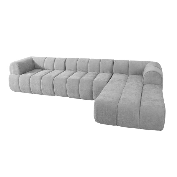 English Elm 122" Low Profile L-shaped Sectional with Chaise High Density Foam Modern Living Room Grey N767P408805E