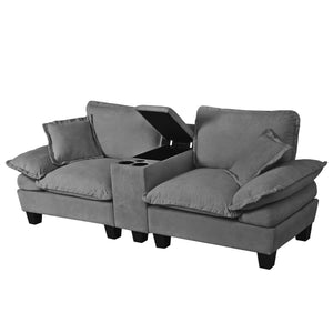 English Elm Modular Cloud Sofa Chenille L-shape with Storage Cup Holders and Usb for Living Room W3163S00108