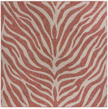 Unique Loom Outdoor Safari Tsavo Machine Made Animal Print Rug Rust Red, Ivory/Gray 10' 0" x 10' 0"