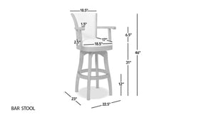 English Elm Jennifer Taylor Home - Williams 31" Elegant Swivel Bar Stool With Armrests, Natural White Linen For Timeless Comfort B2719P238367