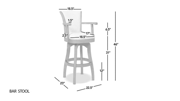 English Elm Jennifer Taylor Home - Williams 31" Elegant Swivel Bar Stool With Armrests, Natural White Linen For Timeless Comfort B2719P238367