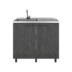 English Elm Napoles Freestanding Stainless Steel Utility Sink with Faucet and Storage Shelf B070S00405