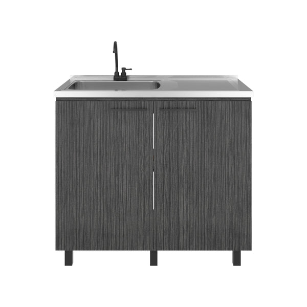 English Elm Napoles Freestanding Stainless Steel Utility Sink with Faucet and Storage Shelf B070S00405
