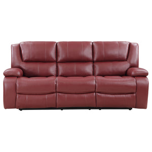 English Elm Elodie Red Faux Leather 2-Piece Reclining Sofa Set with Tufted Cushions, Pillow Arms, Plush Comfort B062S01112