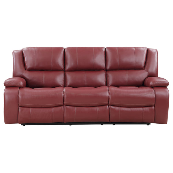 English Elm Elodie Red Faux Leather 2-Piece Reclining Sofa Set with Tufted Cushions, Pillow Arms, Plush Comfort B062S01112
