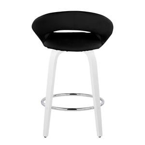 English Elm Fixed-height Swivel Counter Stools with Faux Leather Seats and Chrome Footrest Set of 2 Black B202S01841