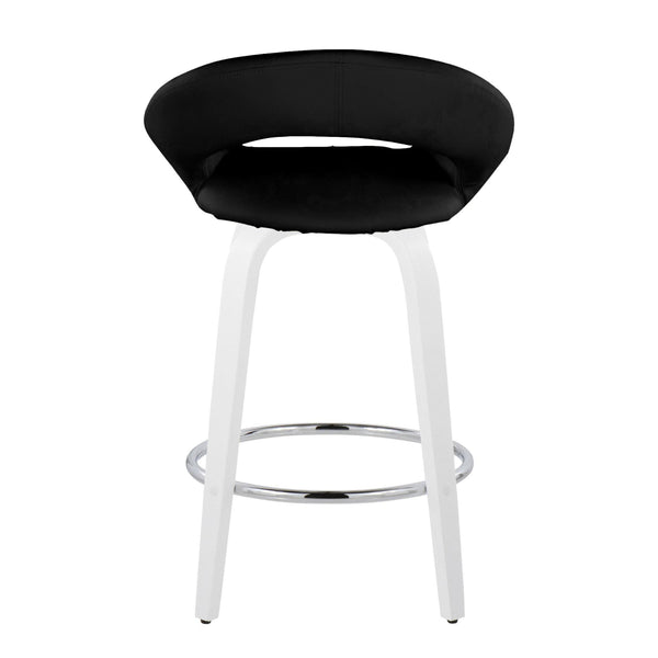 English Elm Fixed-height Swivel Counter Stools with Faux Leather Seats and Chrome Footrest Set of 2 Black B202S01841
