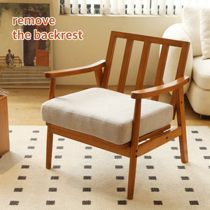 English Elm Cute Fabric Armchair Solid Wood Frame Compact Upholstered Seat for Bedroom or Apartment Grey W2105P420766