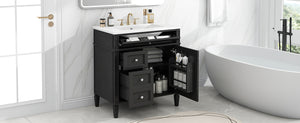 English Elm 30'' Modern Bathroom Vanity With Ceramic Sink & Soft-Close Drawers - Stylish Storage Solution! N710P206904B