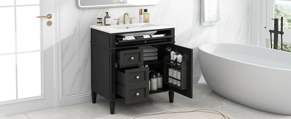 English Elm 30'' Modern Bathroom Vanity With Ceramic Sink & Soft-Close Drawers - Stylish Storage Solution! N710P206904B