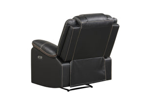 English Elm Challenger Power Recliner with USB Ports, LED Ambient Lighting, Faux Leather, Modern Accent Stitching and Easy Control Black B009P294749