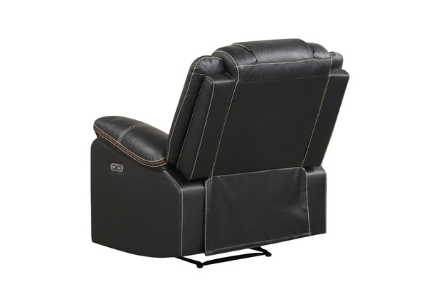 English Elm Challenger Power Recliner with USB Ports, LED Ambient Lighting, Faux Leather, Modern Accent Stitching and Easy Control Black B009P294749