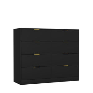 English Elm 8 Drawer Tall Chest Slim Particleboard Build Smooth Gliding Storage for Bedroom Closet Black W409S00027