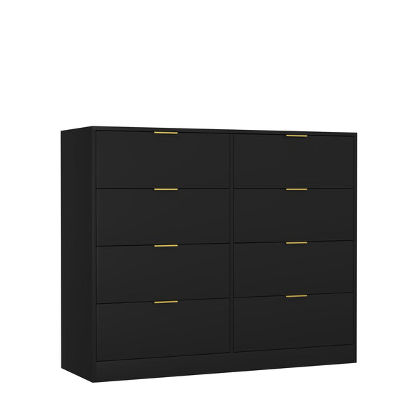 English Elm 8 Drawer Tall Chest Slim Particleboard Build Smooth Gliding Storage for Bedroom Closet Black W409S00027