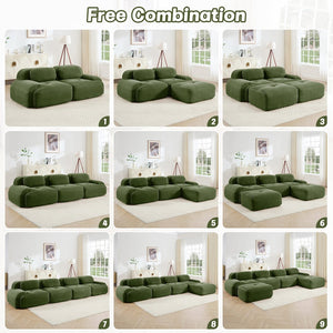 English Elm L-shaped Modular Corduroy Sectional Sofa Ergonomic Low Profile Living Room Seating Olive Green W714S01258