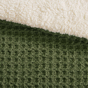 English Elm 2 Pieces Twin Waffle Knit Chenille Comforter Set with Plush Sherpa Reversible Cozy Bedding Ensemble Olive 20.47 L x 11.42 W x 9.84 H B035P381296