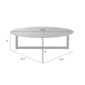 English Elm Krike Industrial Round Coffee Table Tempered Glass Top Steel Cross Leg Living Room Gray B2736S00025