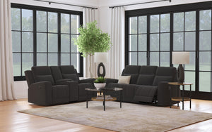 English Elm Slater Faux Leather Manual Reclining Sofa Set with Track Arms for Living Rooms Charcoal B062S01426