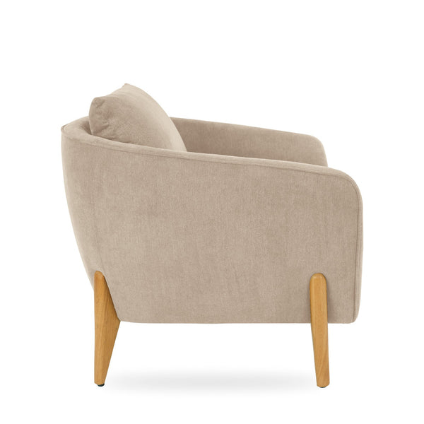 English Elm Accent Armchair Upholstered Low Profile Reading Chair with Lumbar Pillow Modern Living Room Seat Beige W2308P462642